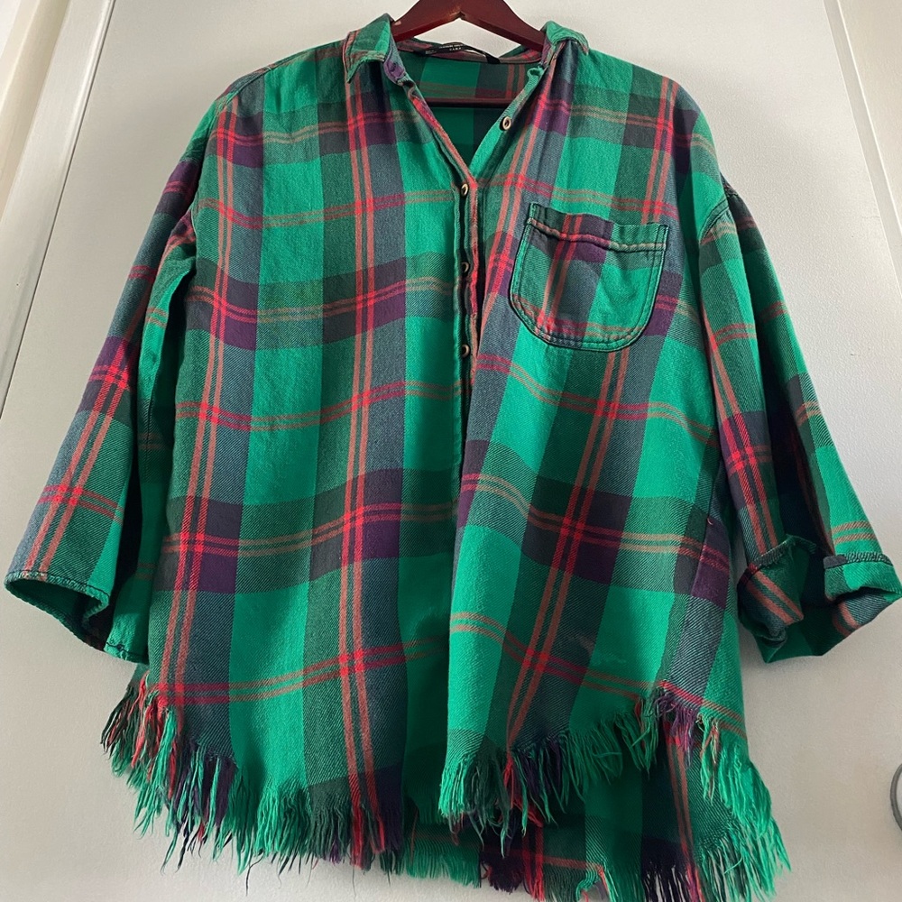 Oversized Zara plaid shirt